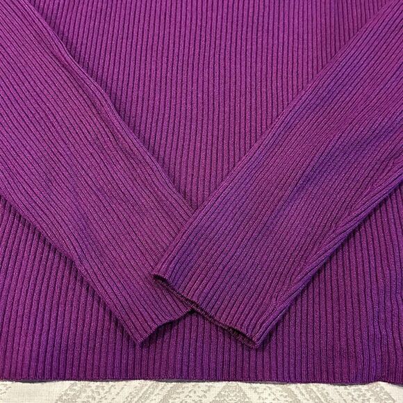 Worthington Women’s Purple Ribbed Mock Turtleneck Long-sleeve Top - Picture 3 of 7